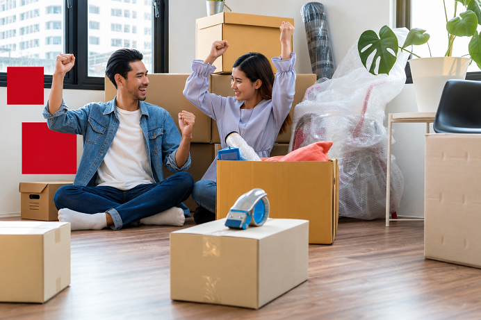 Professional movers carrying boxes during a move in Lakeland, Florida