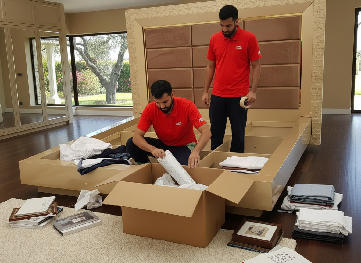 Professional movers loading household belongings for a state-to-state move